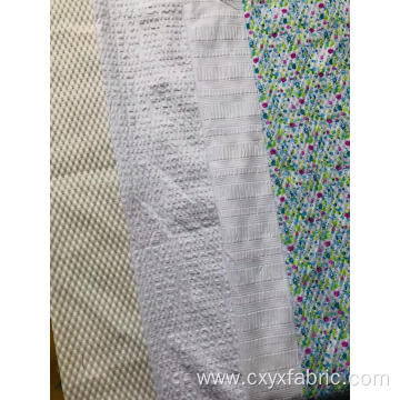 Polyester Print Fabric in Seersucker